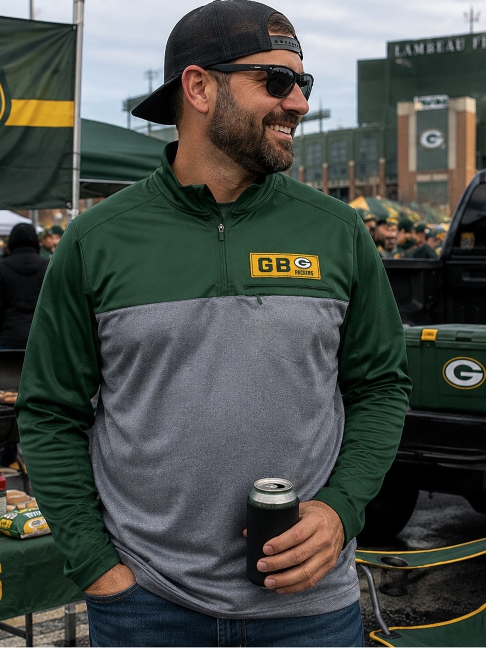 NWT Green Bay Packers NFL Team Apparel 1/4 Zip Pullover Mens 2XL